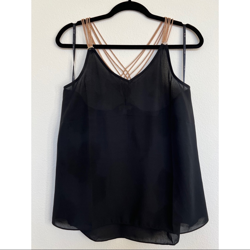 NWT Black and Gold Sheer Tank Women's Large